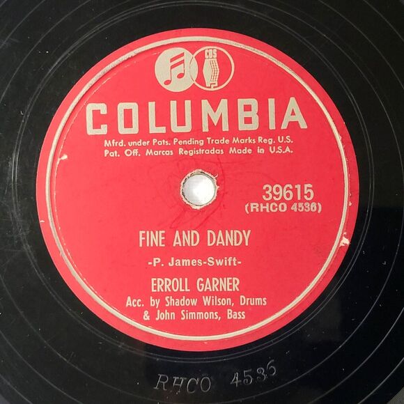 Erroll Garner 78 Sophisticated Lady / Fine And Dany on Columbia 39615 E- Jazz - Picture 2 of 2